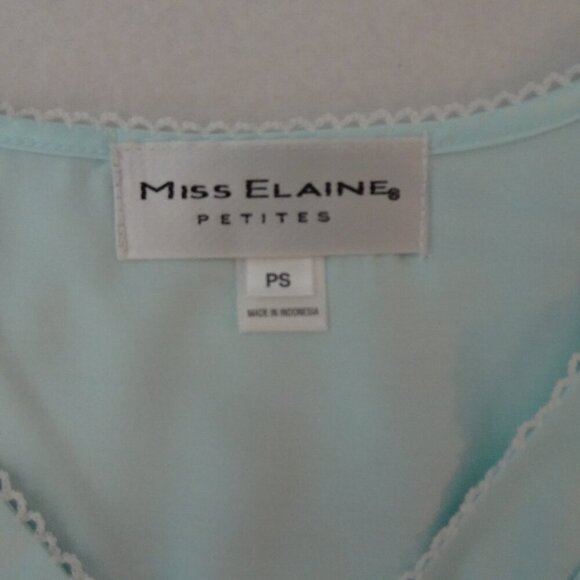 Miss Elaine Embroidered Nightgown Petite Size PS Blue Long Grandmacore - Picture 6 of 10